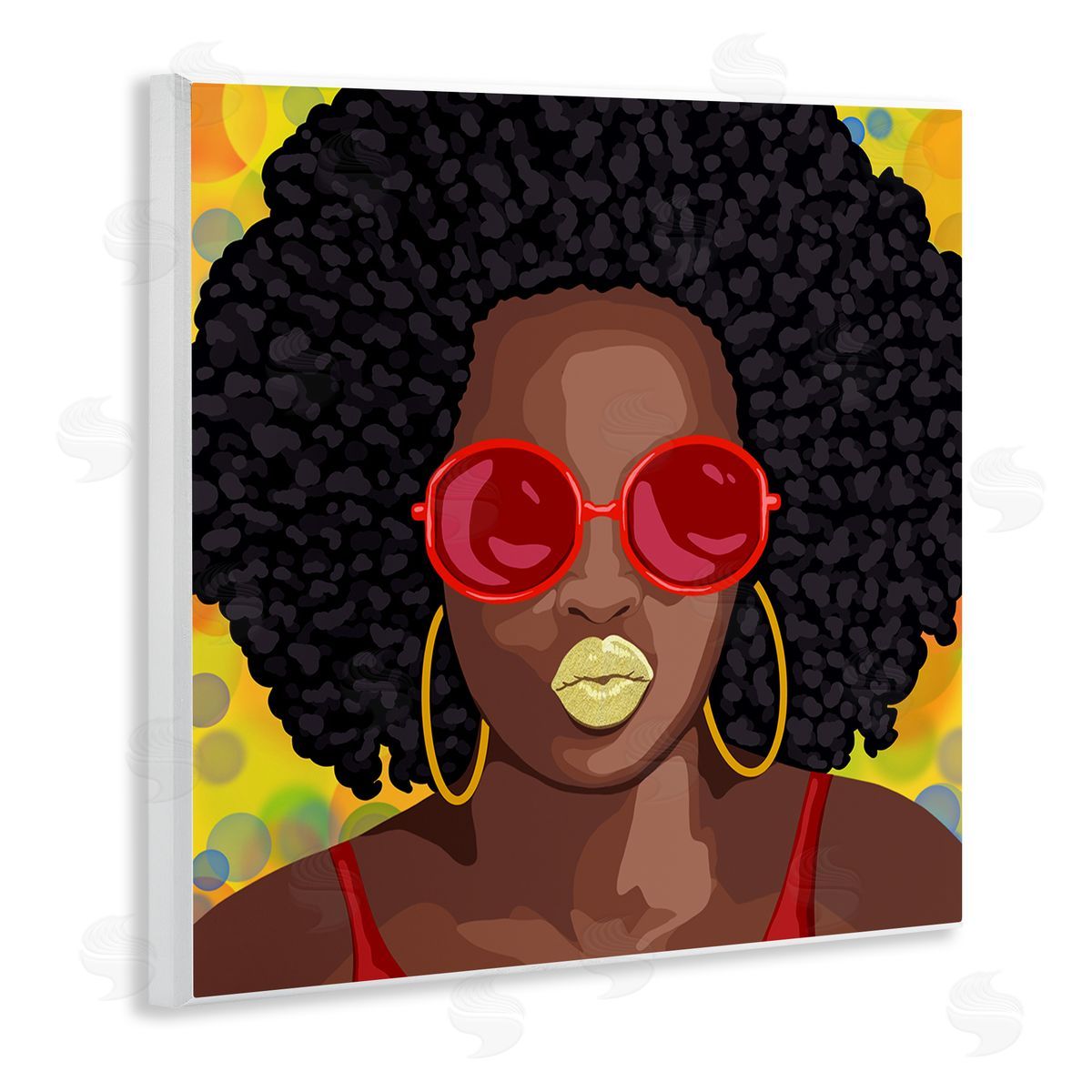 Marcus Prime Modern Glamour Pop Cosmetic Female Portrait Bold Lips Wooden Wall Plaque Art Print
