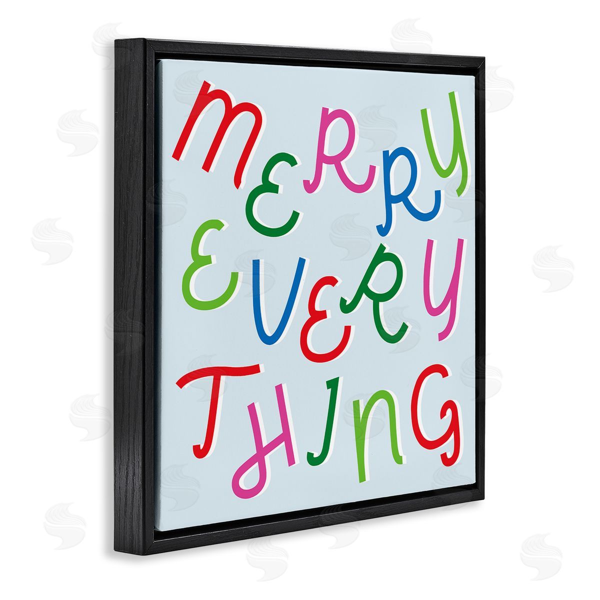 Stupell Studio Merry Everything Fun Whimsical Typography Bold Christmas Black Floating Frame Canvas Wall Art Print