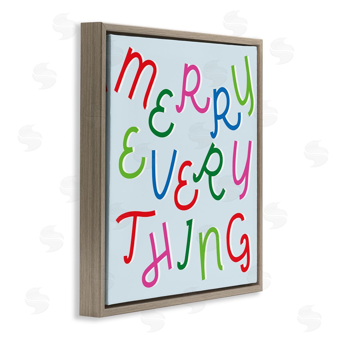 Stupell Studio Merry Everything Fun Whimsical Typography Bold Christmas Brown Floating Frame Canvas Wall Art Print