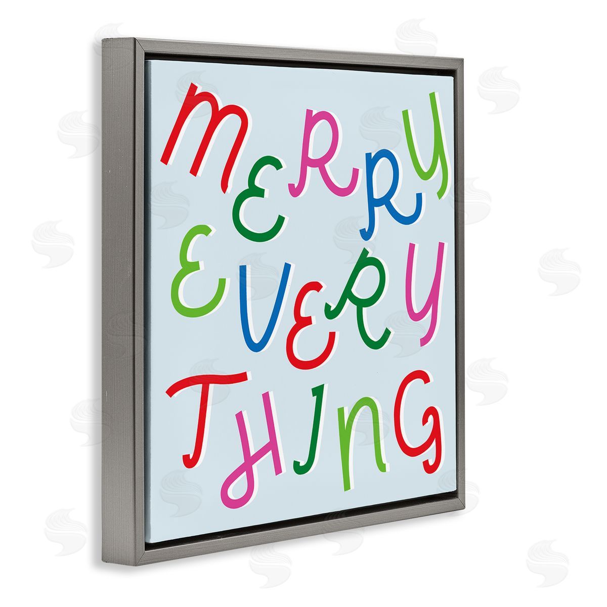 Stupell Studio Merry Everything Fun Whimsical Typography Bold Christmas Gray Floating Frame Canvas Wall Art Print