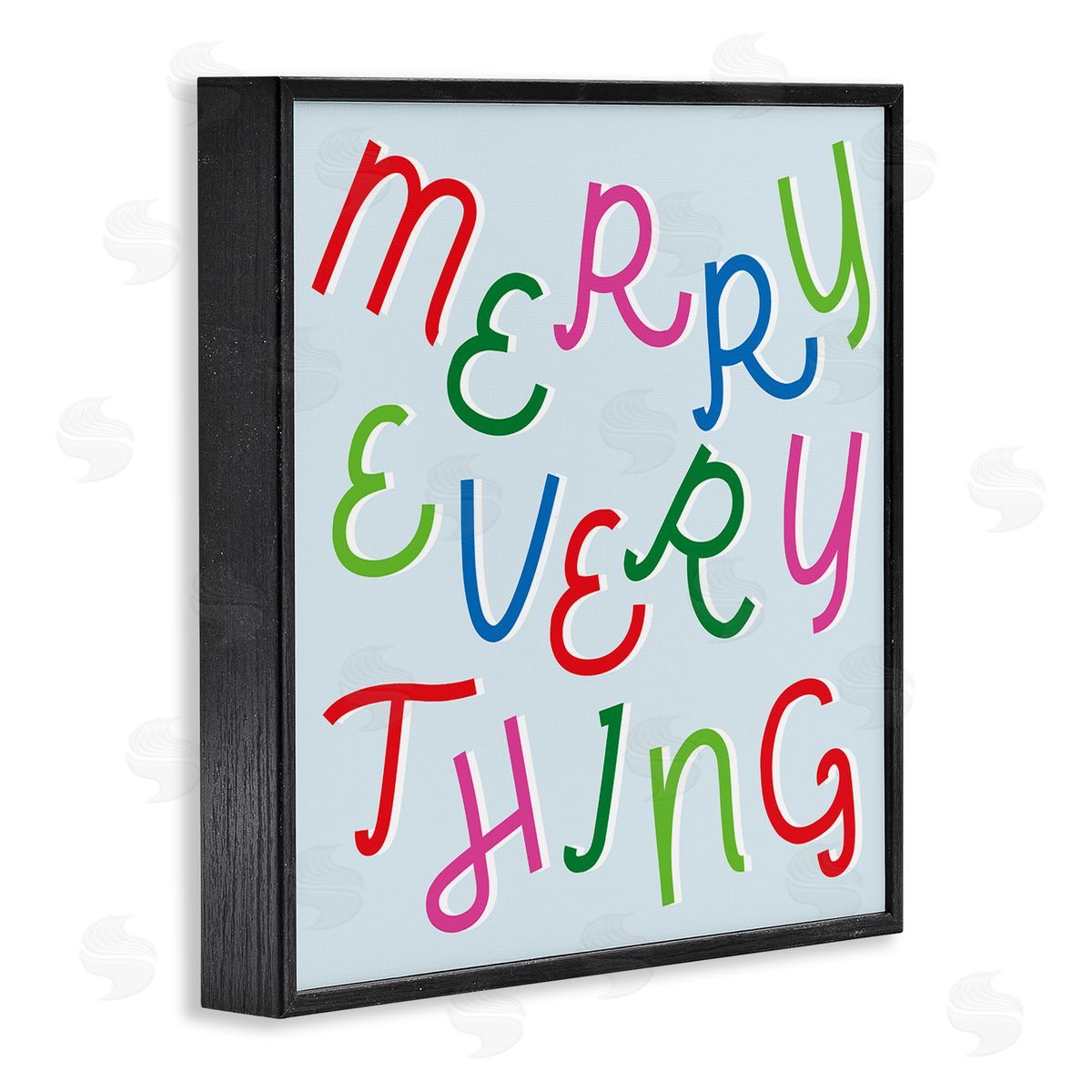Stupell Studio Merry Everything Fun Whimsical Typography Bold Christmas Black Framed Glicee Wall Art Print