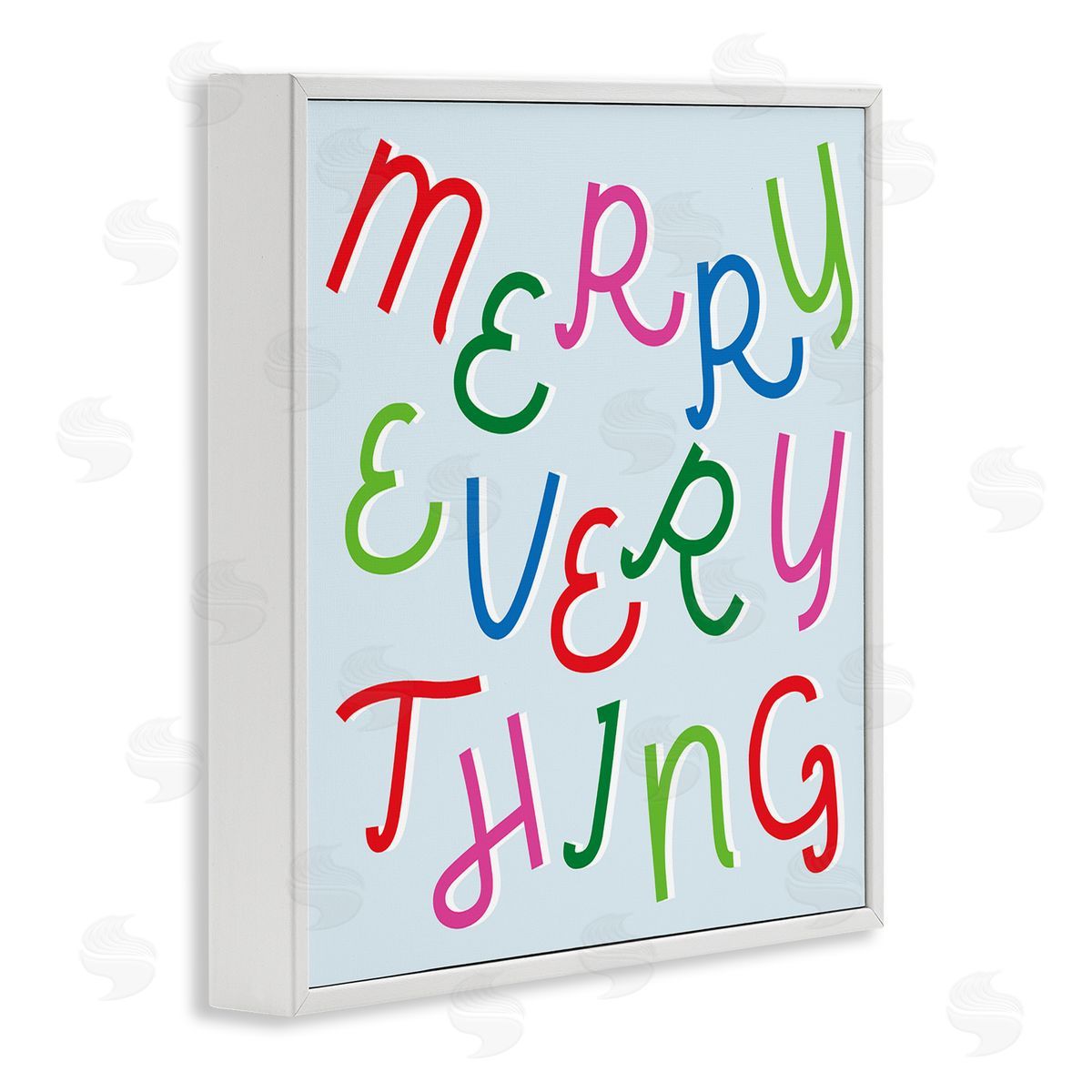 Stupell Studio Merry Everything Fun Whimsical Typography Bold Christmas White Framed Glicee Wall Art Print