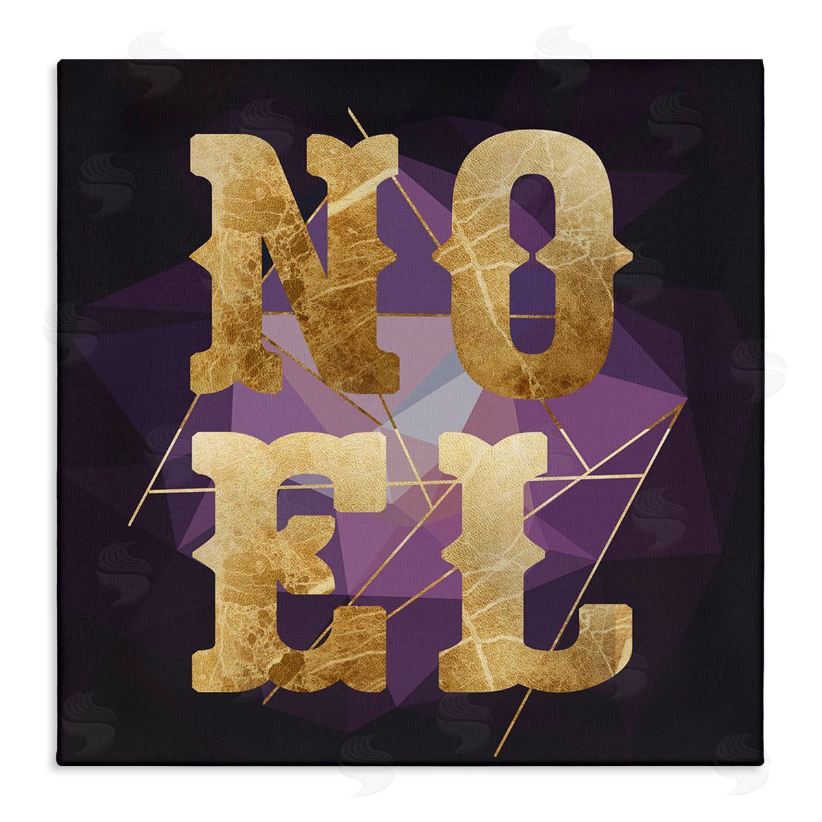 Stupell Studio Noel Typography Purple Geometric Shapes Glam Christmas Stretched Canvas Wall Art Print