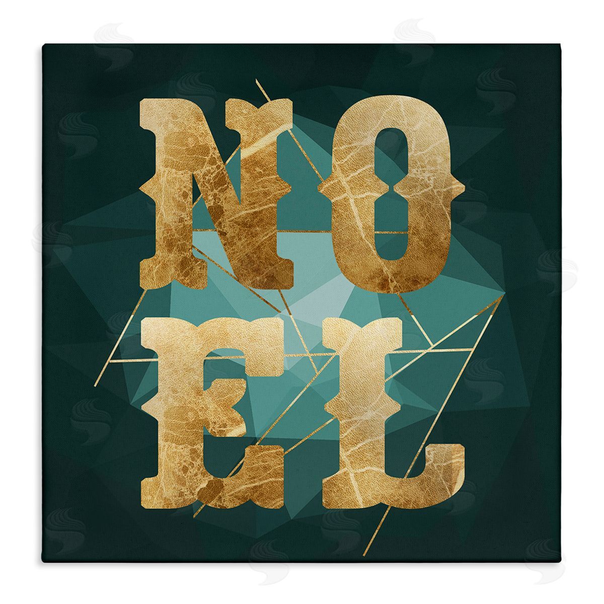 Stupell Studio Noel Glam Christmas Typography Green Geometric Shapes Stretched Canvas Wall Art Print
