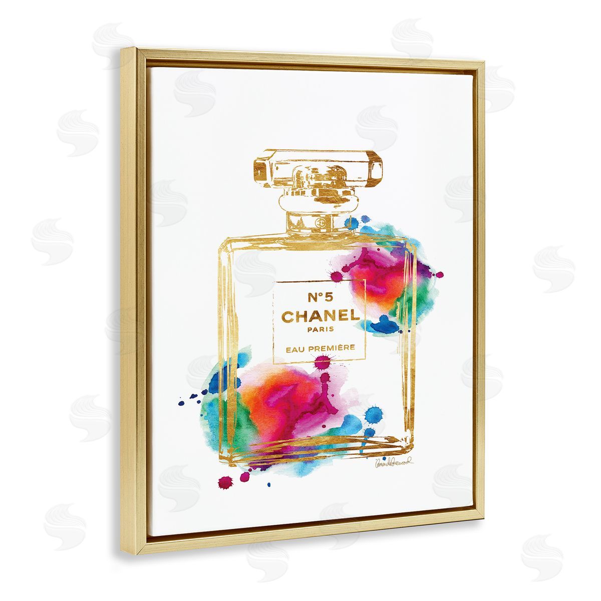 Fashion Perfume Gold Accent Gold Floating Frame Canvas Wall Art, Home Decor by Amanda Greenwood