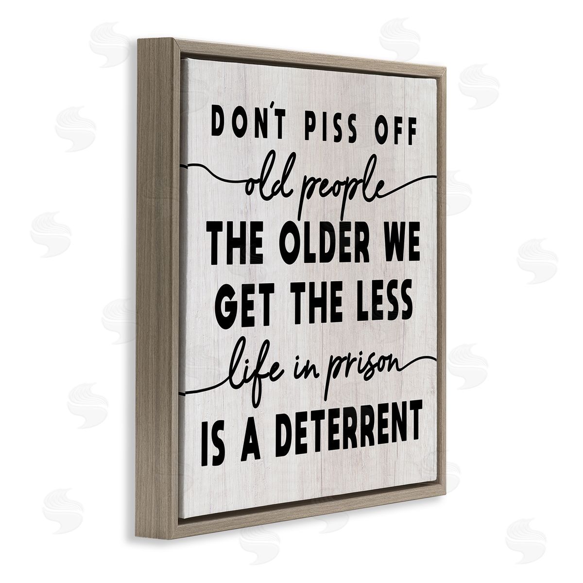 Stupell Studio Older We Get Less Life In Prison Humor Brown Floating Frame Canvas Wall Art Print