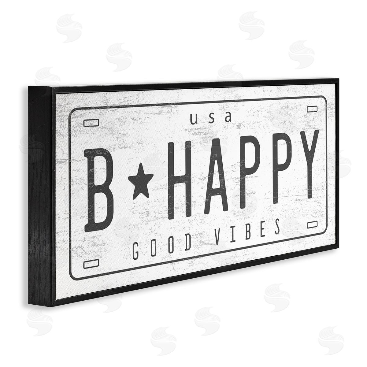 Stupell Studio B Happy Motivational Phrase Good Vibes License Plate 