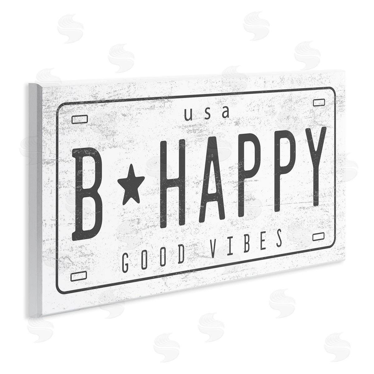 Stupell Studio B Happy Motivational Phrase Good Vibes License Plate 