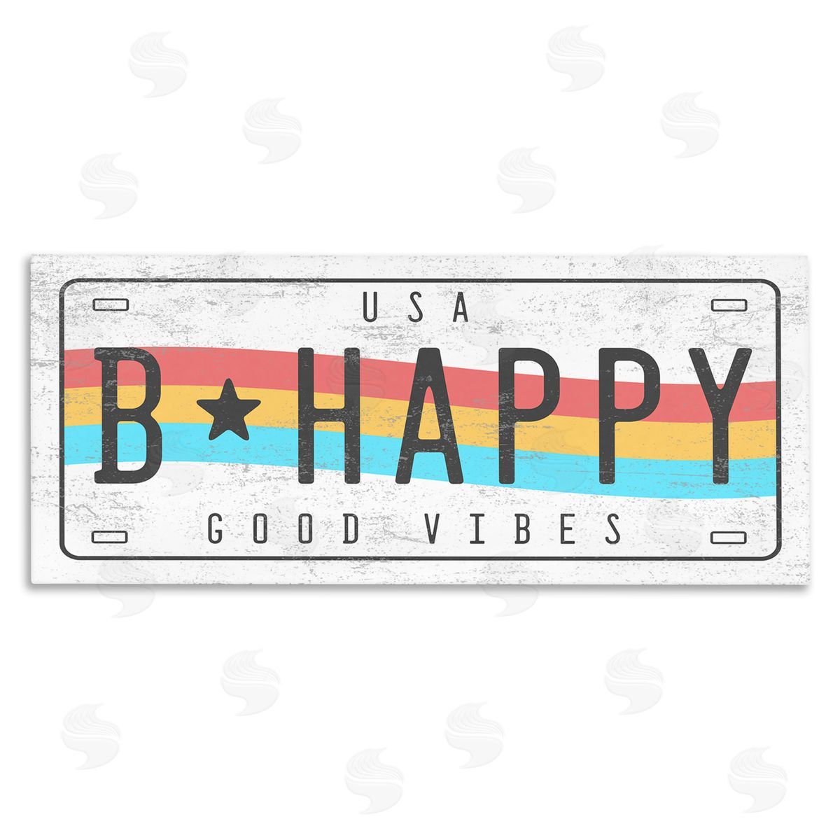 Stupell Studio B Happy Rainbow License Plate Good Vibes Sentiment