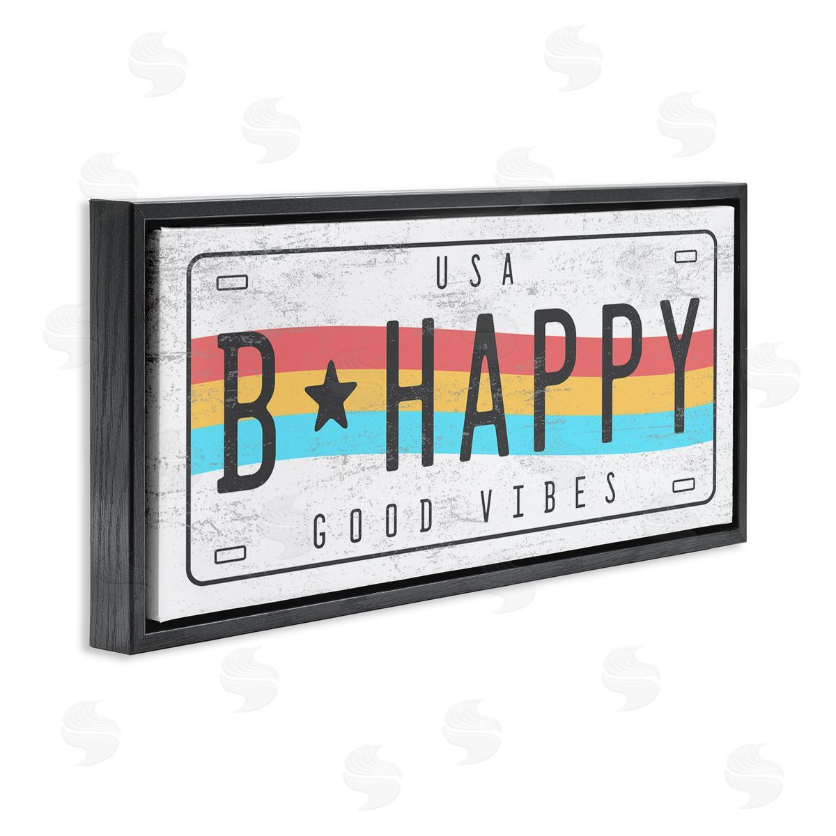 Stupell Studio B Happy Rainbow License Plate Good Vibes Sentiment