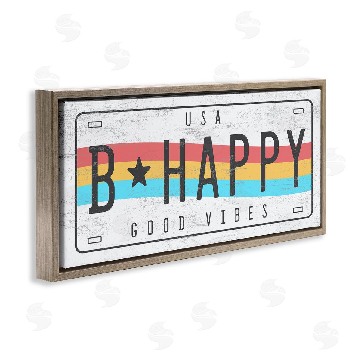Stupell Studio B Happy Rainbow License Plate Good Vibes Sentiment
