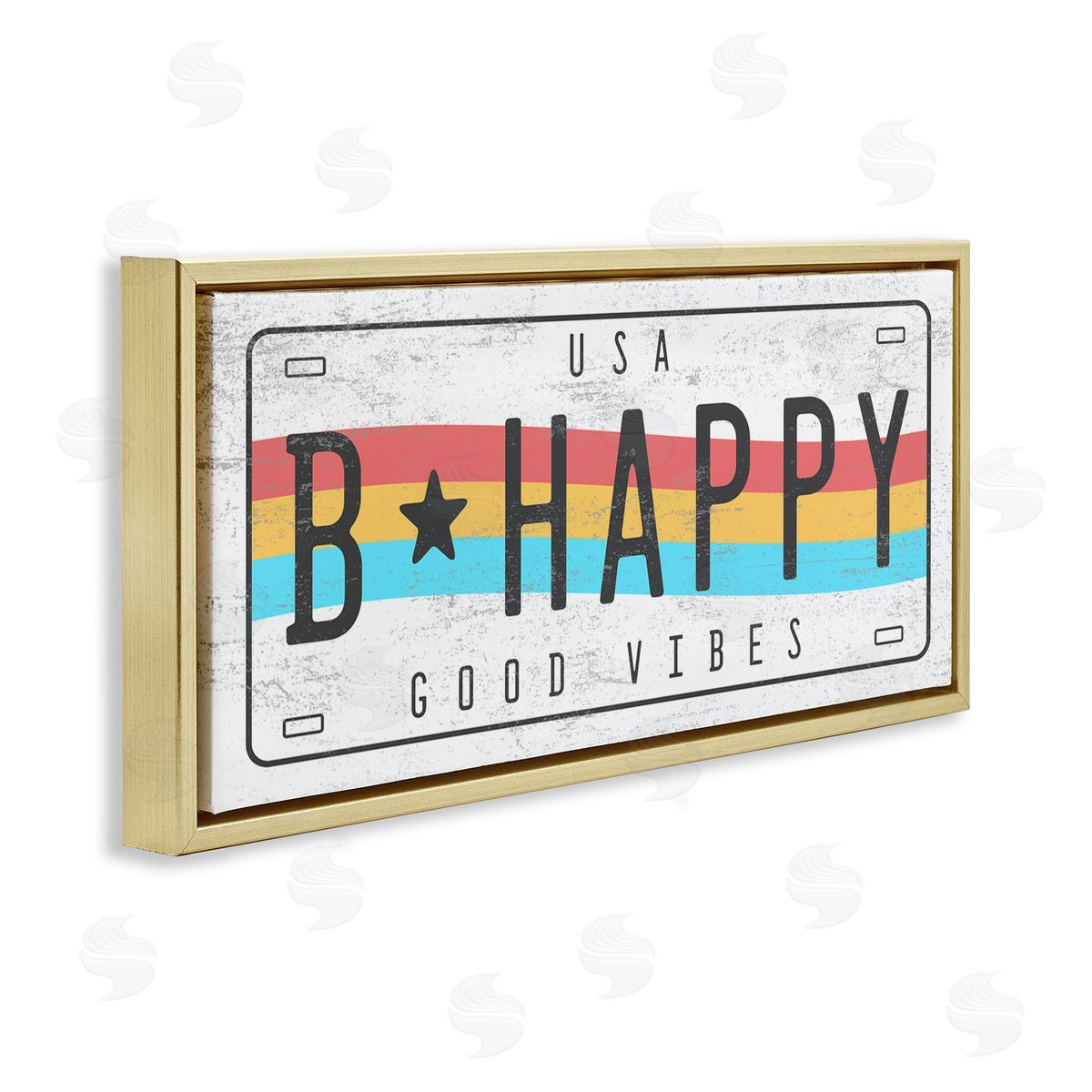Stupell Studio B Happy Rainbow License Plate Good Vibes Sentiment