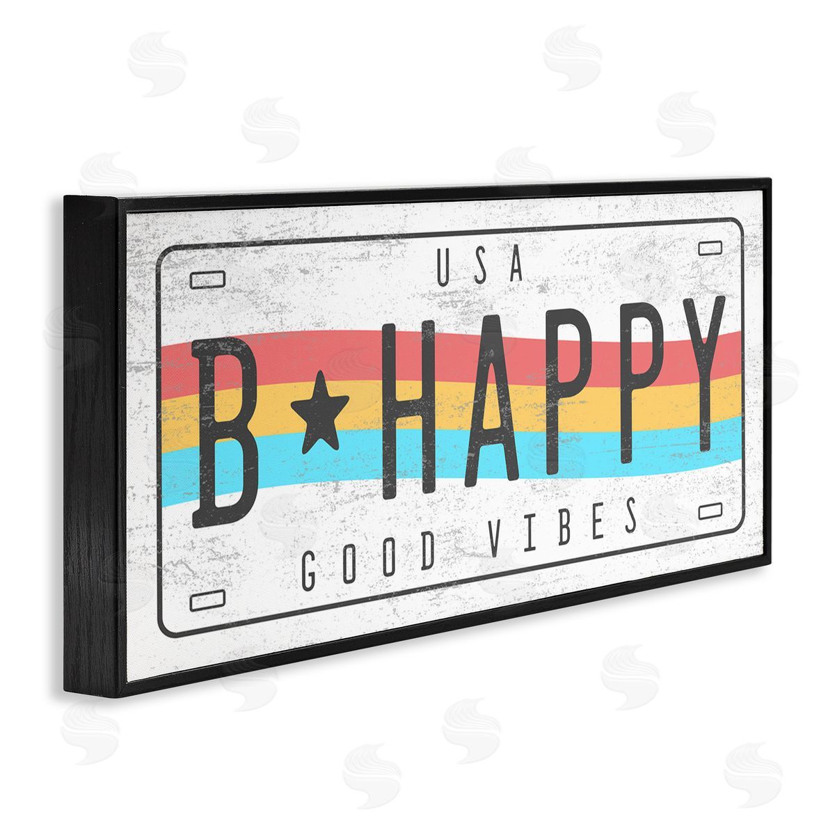 Stupell Studio B Happy Rainbow License Plate Good Vibes Sentiment