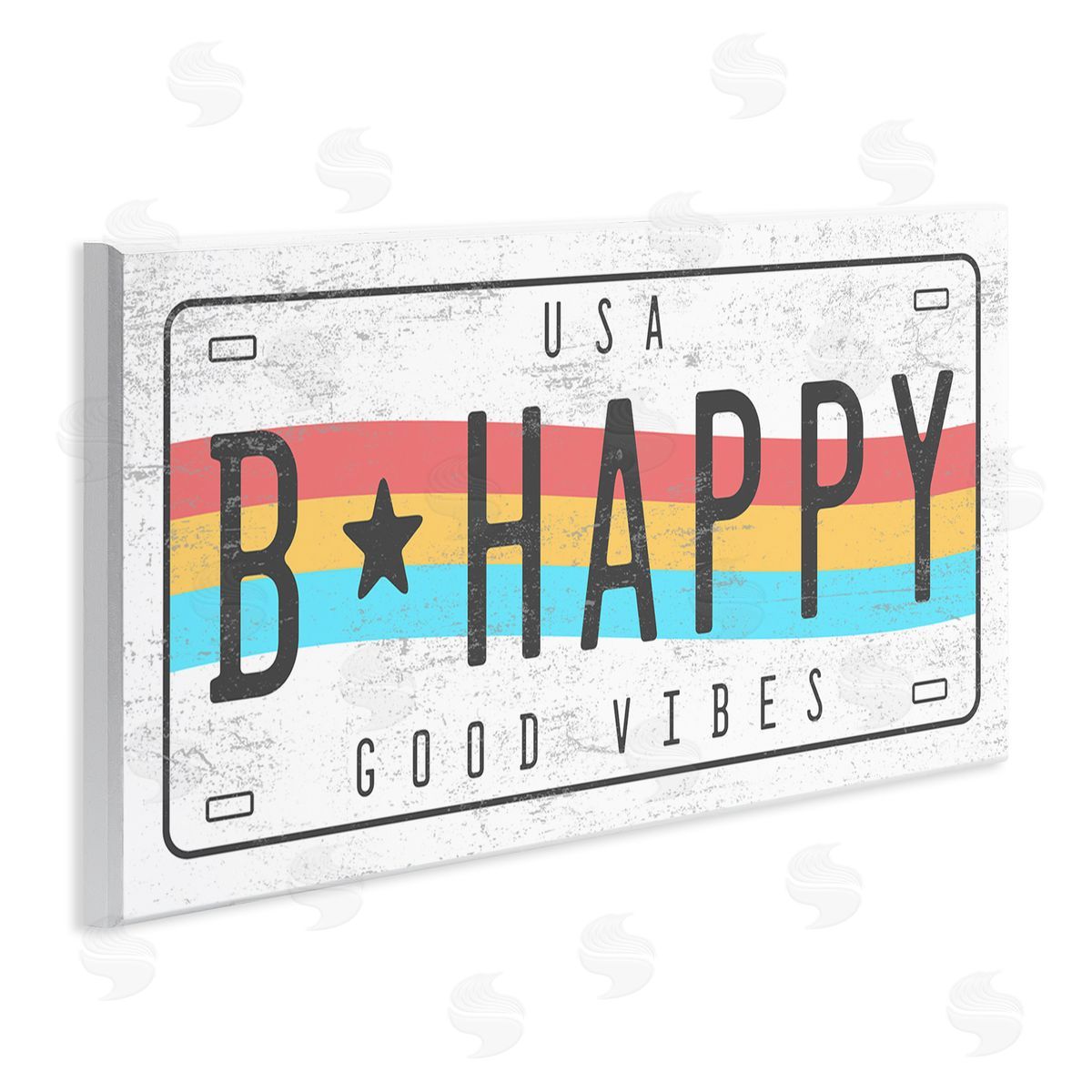 Stupell Studio B Happy Rainbow License Plate Good Vibes Sentiment