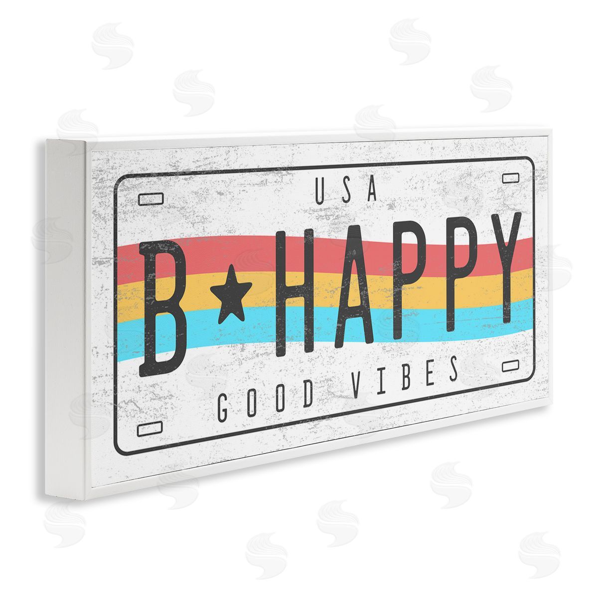 Stupell Studio B Happy Rainbow License Plate Good Vibes Sentiment