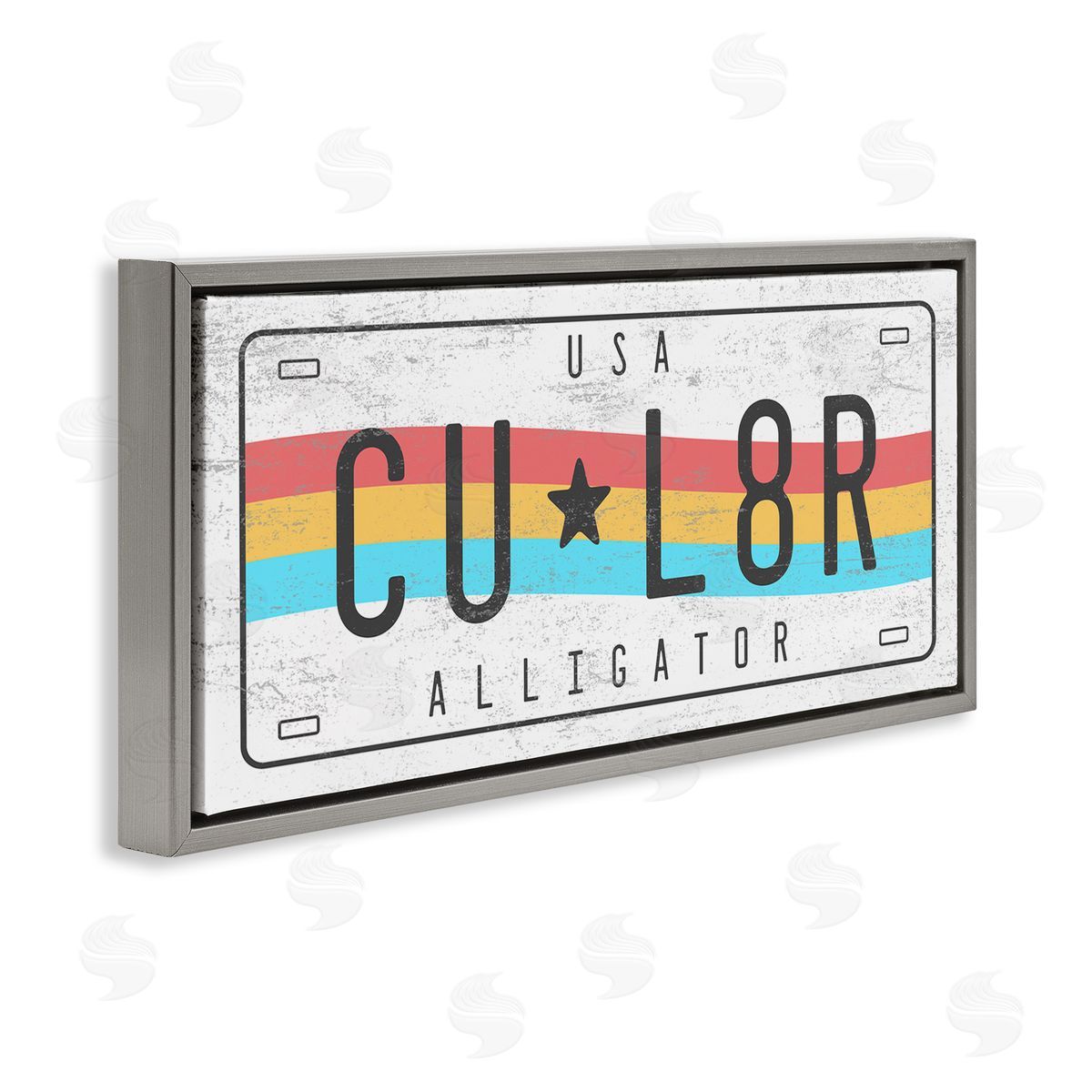 Stupell Studio CU L8R Alligator Rainbow License Plate Humor