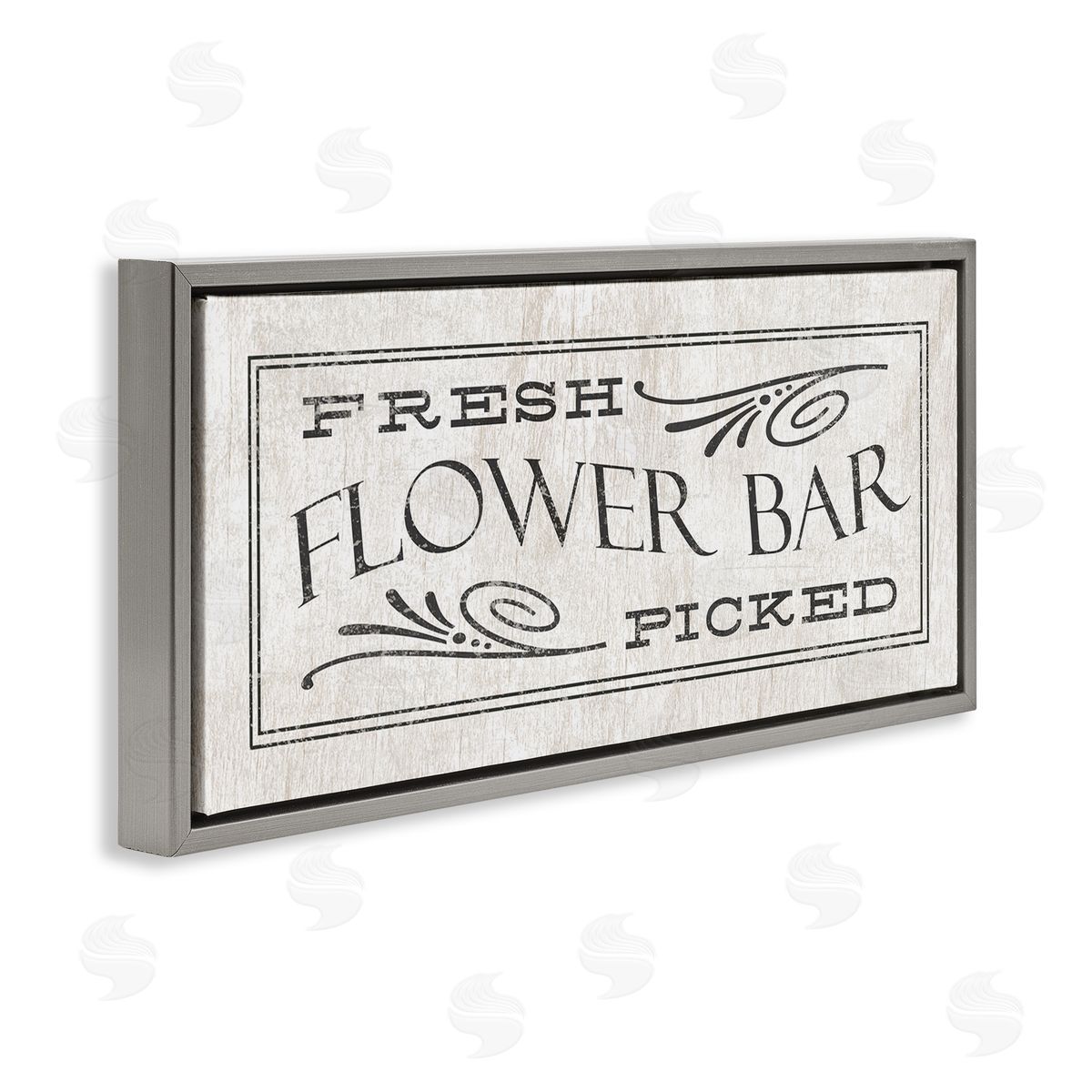 Fresh Picked Flower Bar Sign Grey Floating Frame Canvas Wall Art, Home Decor by Stupell Studio