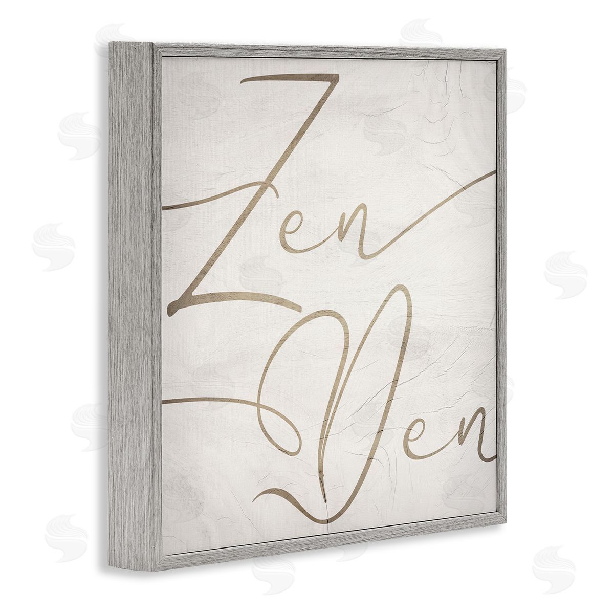 Stupell Studio Zen Den Phrase Minimal Rustic Cursive Typography Gray Framed Glicee Wall Art Print