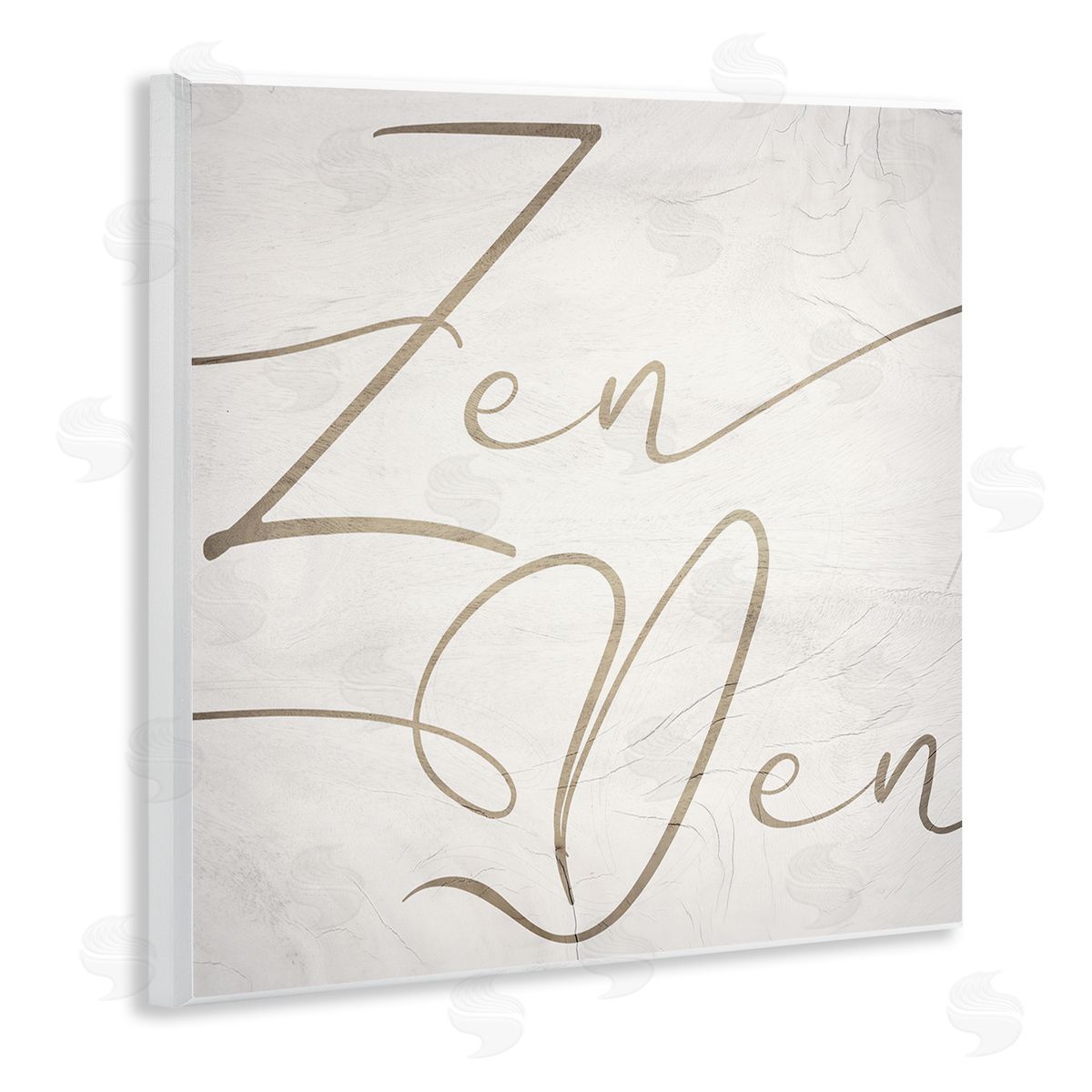 Stupell Studio Zen Den Phrase Minimal Rustic Cursive Typography Wooden Wall Plaque Art Print