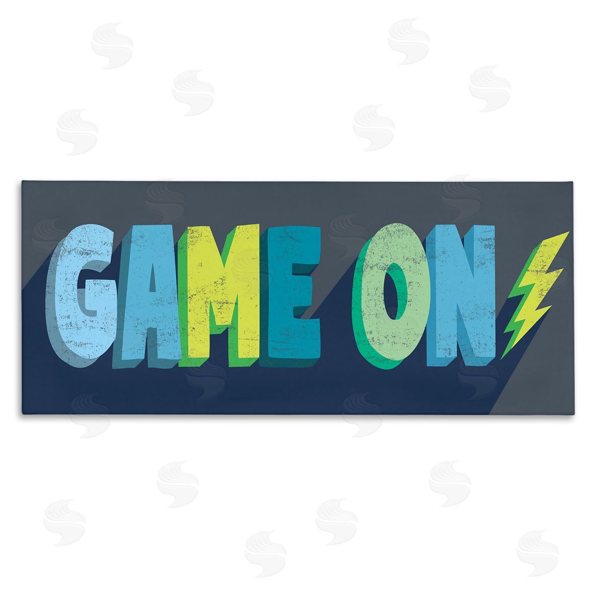 Stupell Studio Game On Phrase Green Yellow Lightening Bolt Typography