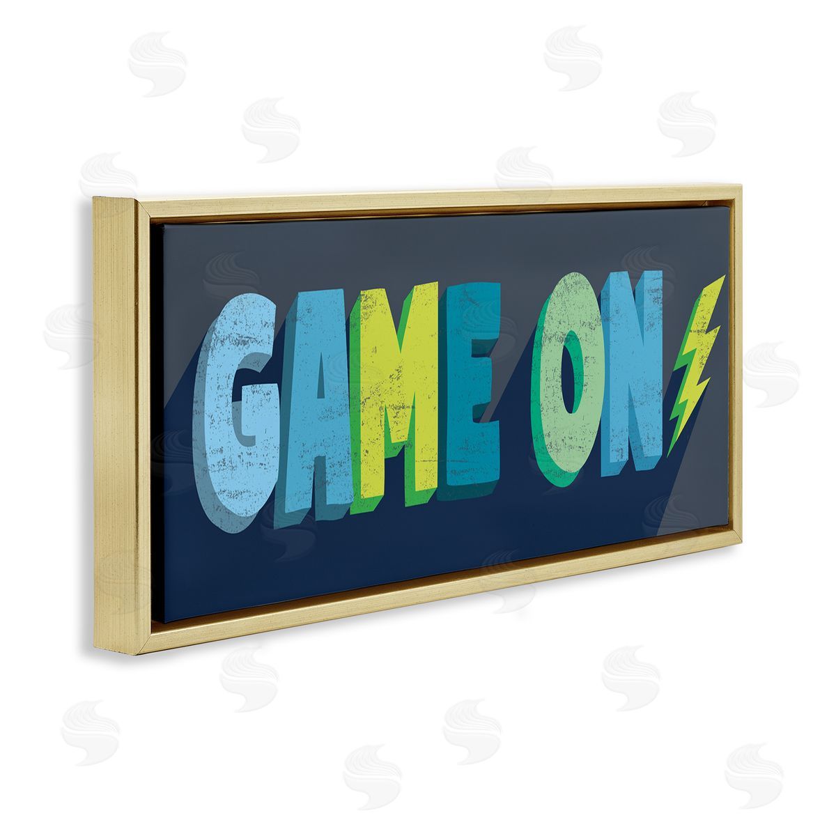 Stupell Studio Game On Phrase Green Yellow Lightening Bolt Typography