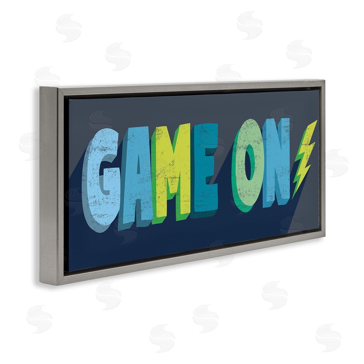 Stupell Studio Game On Phrase Green Yellow Lightening Bolt Typography