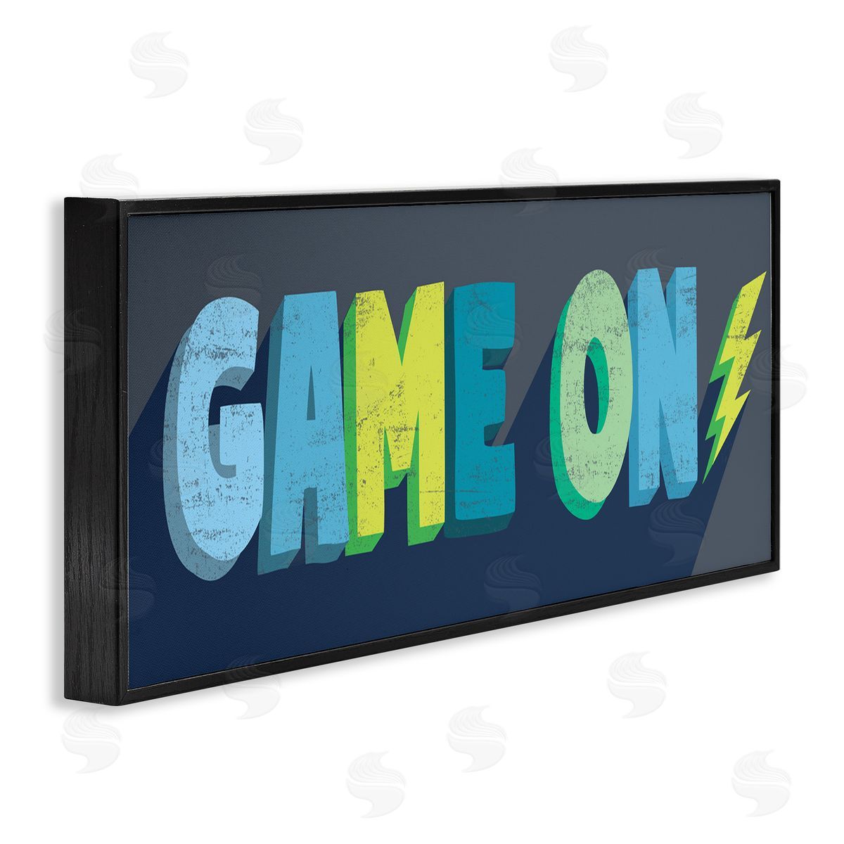 Stupell Studio Game On Phrase Green Yellow Lightening Bolt Typography