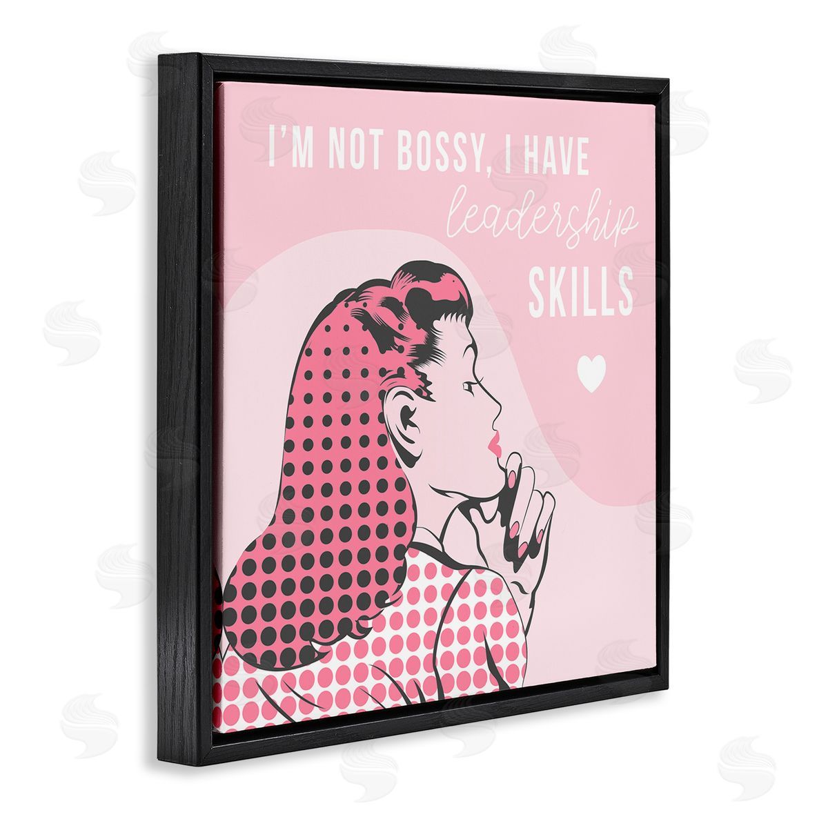 Stupell Studio I'm Not Bossy Leadership Phrase Retro Pop Female Black Floating Frame Canvas Wall Art Print