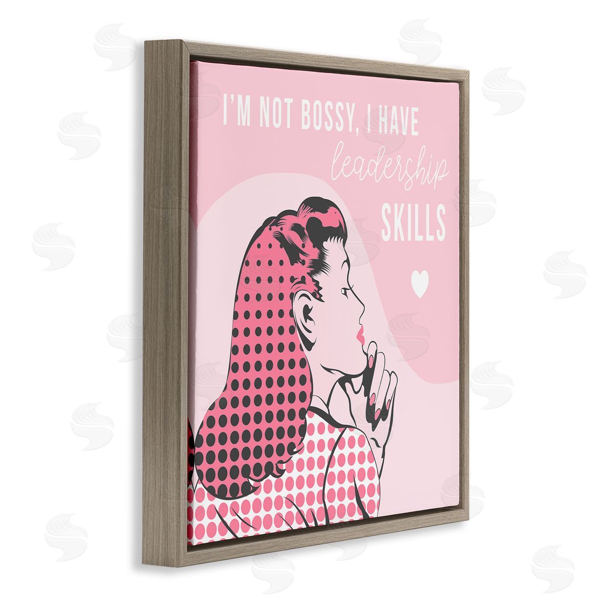 Stupell Studio I'm Not Bossy Leadership Phrase Retro Pop Female Brown Floating Frame Canvas Wall Art Print