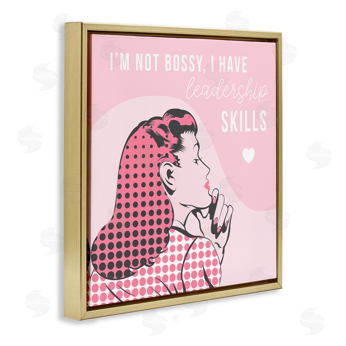 Stupell Studio I'm Not Bossy Leadership Phrase Retro Pop Female Gold Floating Frame Canvas Wall Art Print