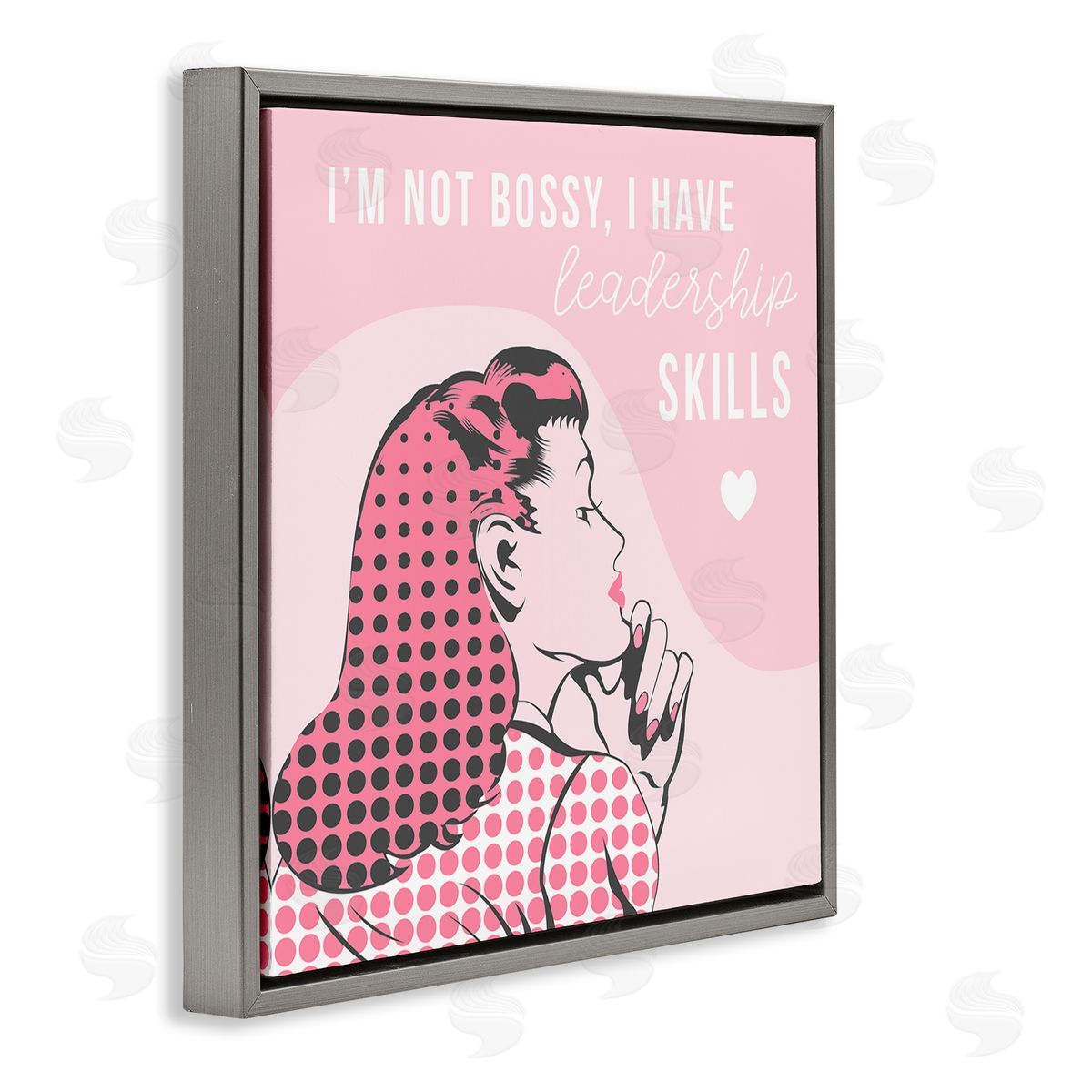 Stupell Studio I'm Not Bossy Leadership Phrase Retro Pop Female Gray Floating Frame Canvas Wall Art Print