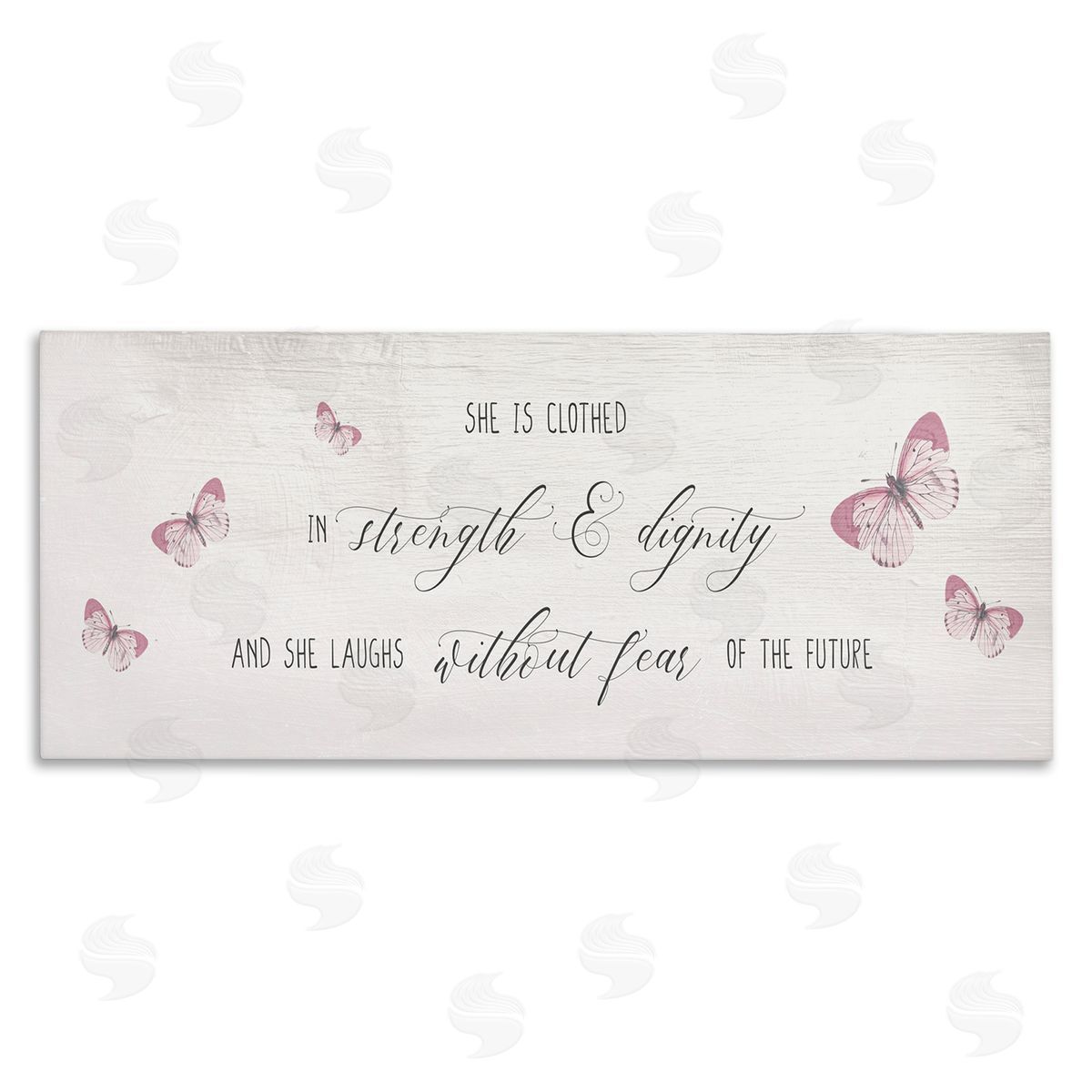 Stupell Studio Clothed in Strength and Dignity Phrase Pink Butterflies