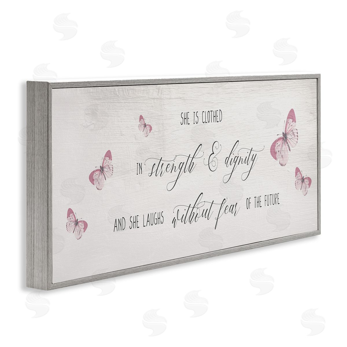 Stupell Studio Clothed in Strength and Dignity Phrase Pink Butterflies