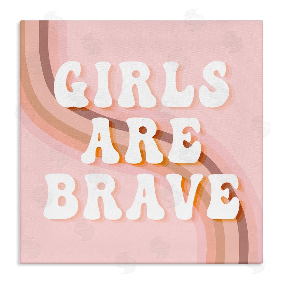 Stupell Studio Girls Are Brave Bold Retro Typography Curved Rainbow Stretched Canvas Wall Art Print
