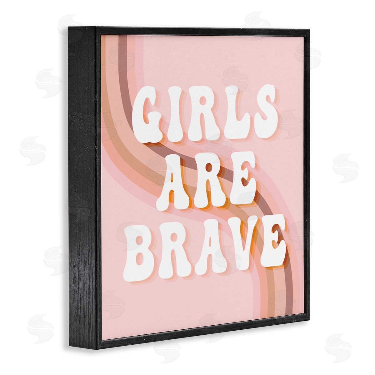 Stupell Studio Girls Are Brave Bold Retro Typography Curved Rainbow Black Framed Glicee Wall Art Print