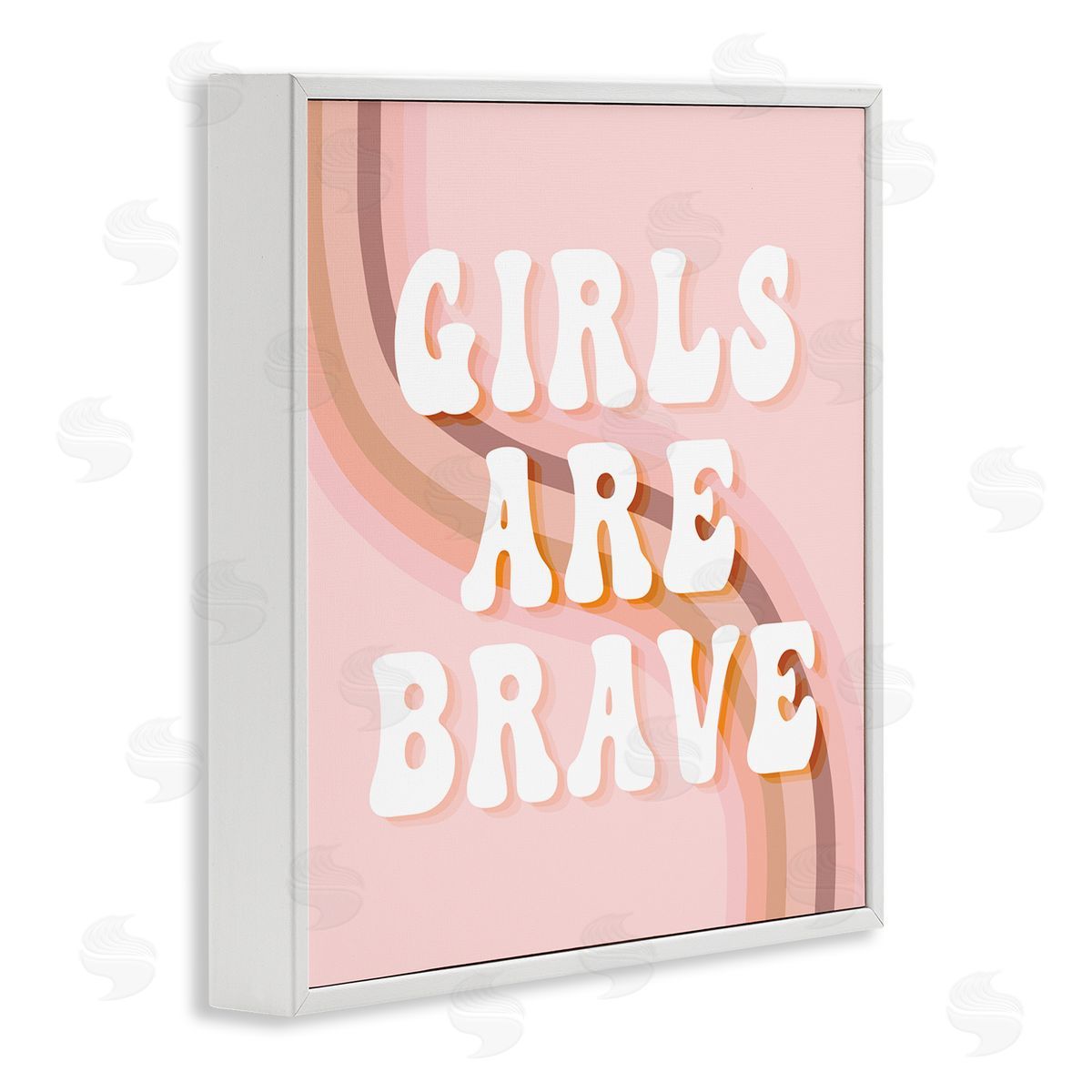 Stupell Studio Girls Are Brave Bold Retro Typography Curved Rainbow White Framed Glicee Wall Art Print