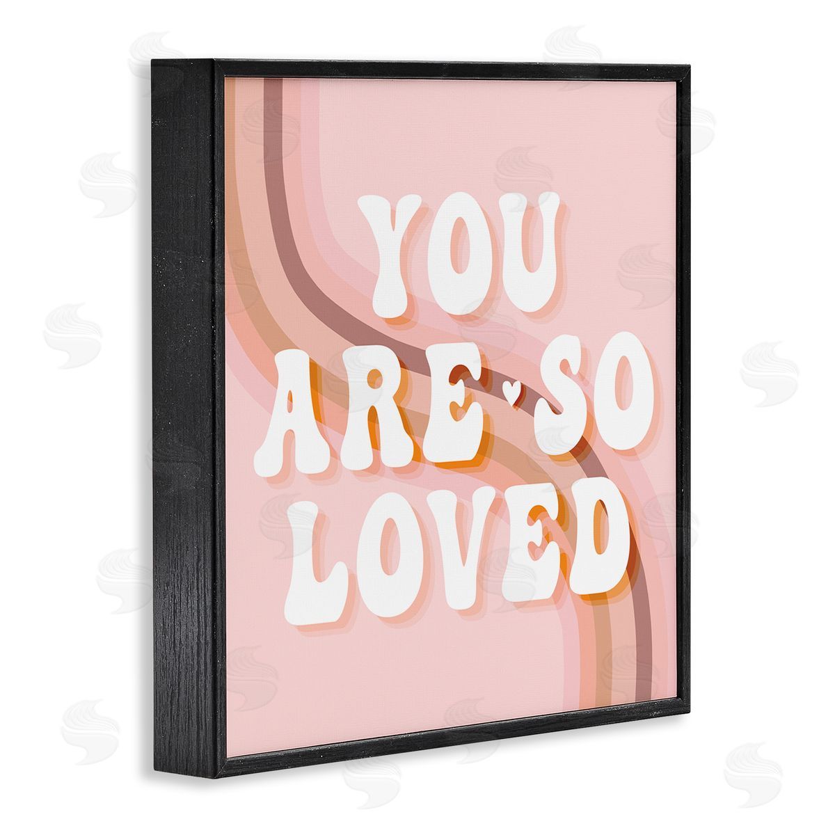 Stupell Studio You Are So Loved Phrase Retro Curved Rainbow Black Framed Glicee Wall Art Print