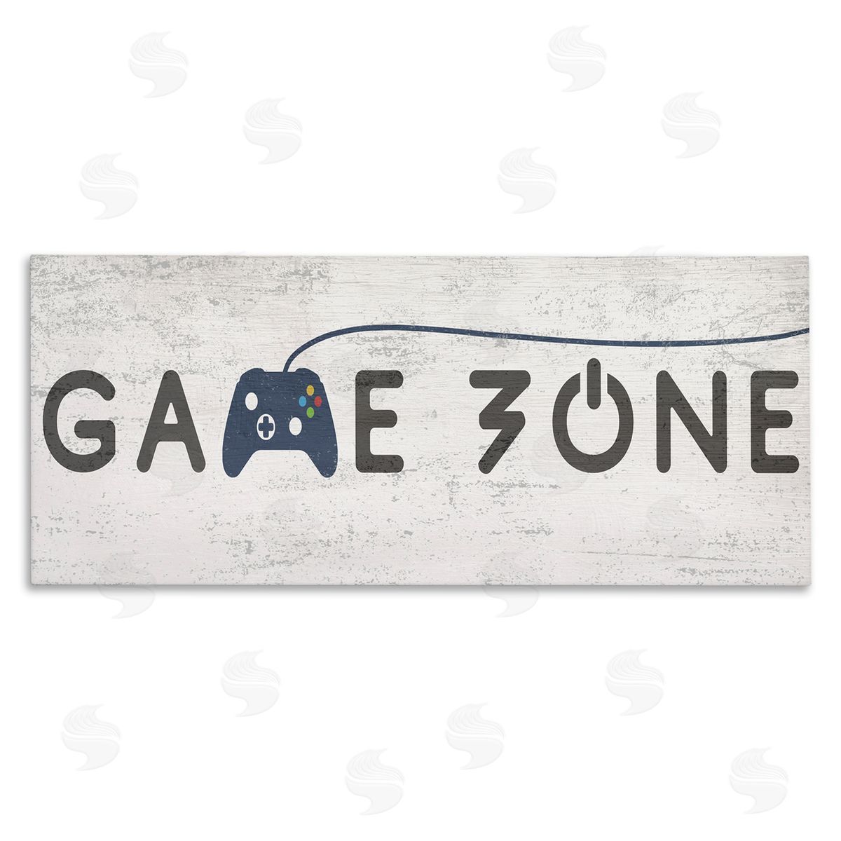 Stupell Studio Game Zone Video Gamer Phrase Rustic Blue Controller