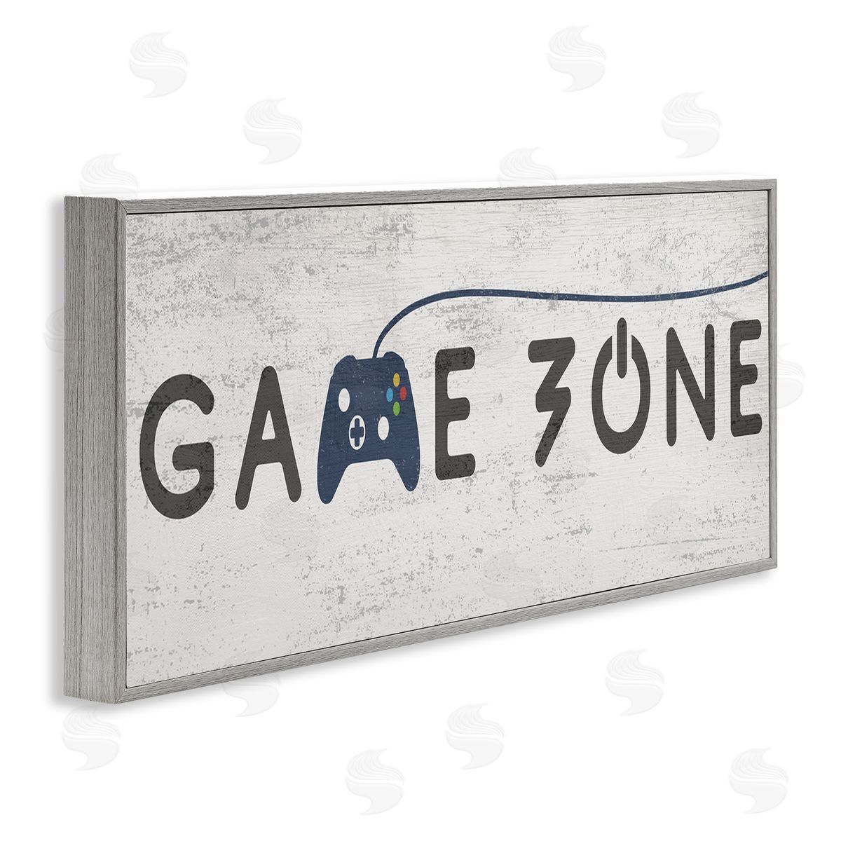 Stupell Studio Game Zone Video Gamer Phrase Rustic Blue Controller