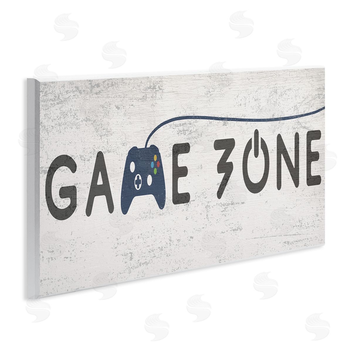 Stupell Studio Game Zone Video Gamer Phrase Rustic Blue Controller