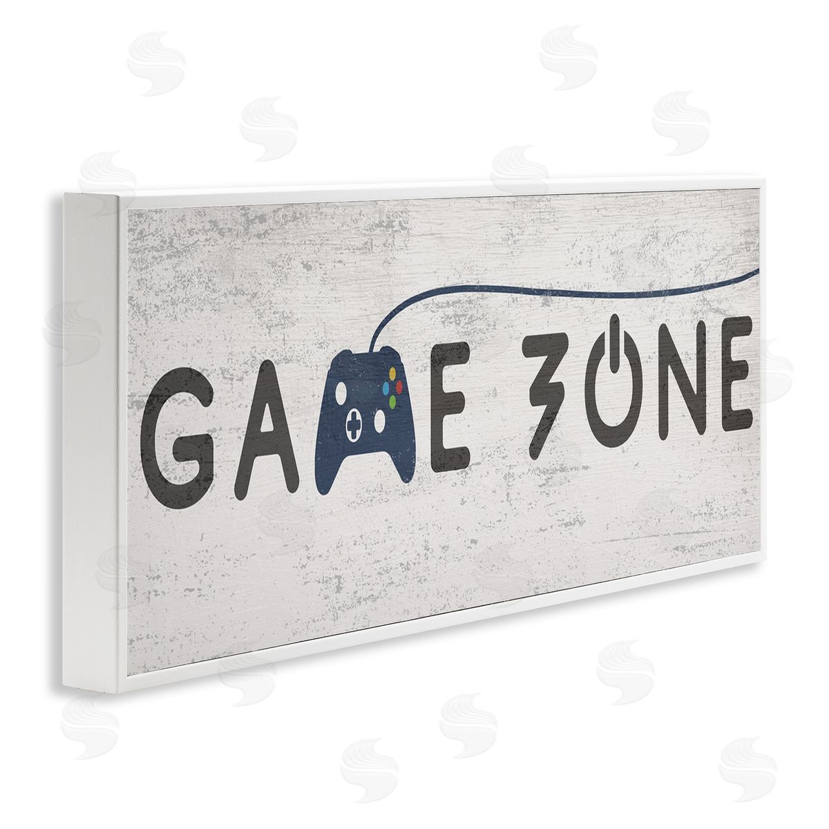 Stupell Studio Game Zone Video Gamer Phrase Rustic Blue Controller