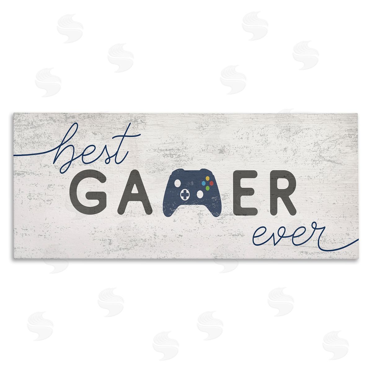 Stupell Studio Best Gamer Ever Video Game Sign Blue Controller