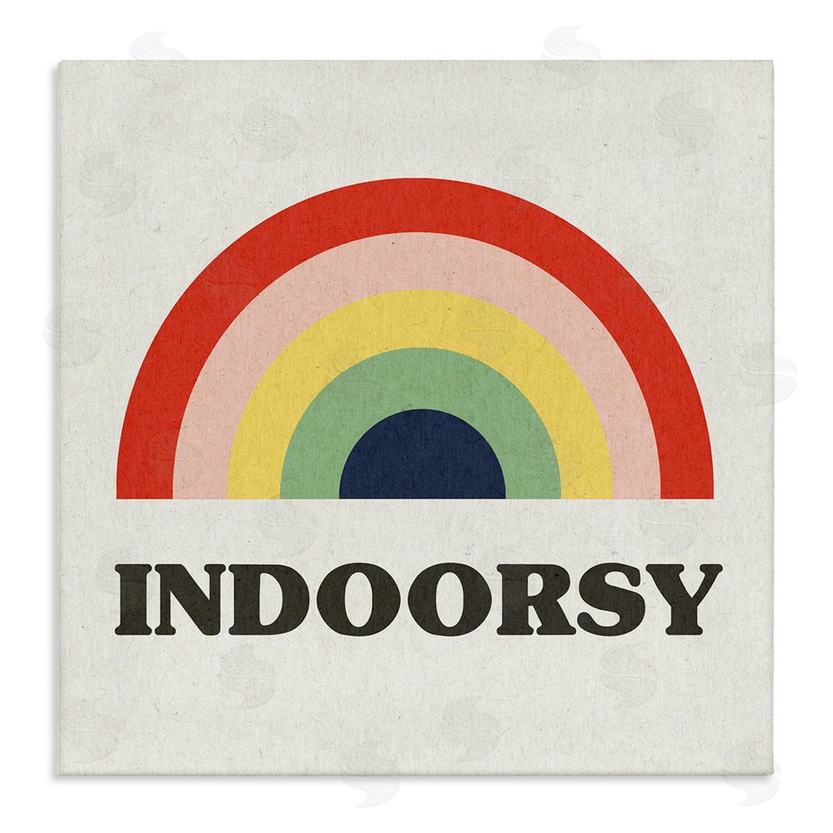 Stupell Studio Indoorsy Text Retro Pop Rainbow over Neutral Stretched Canvas Wall Art Print