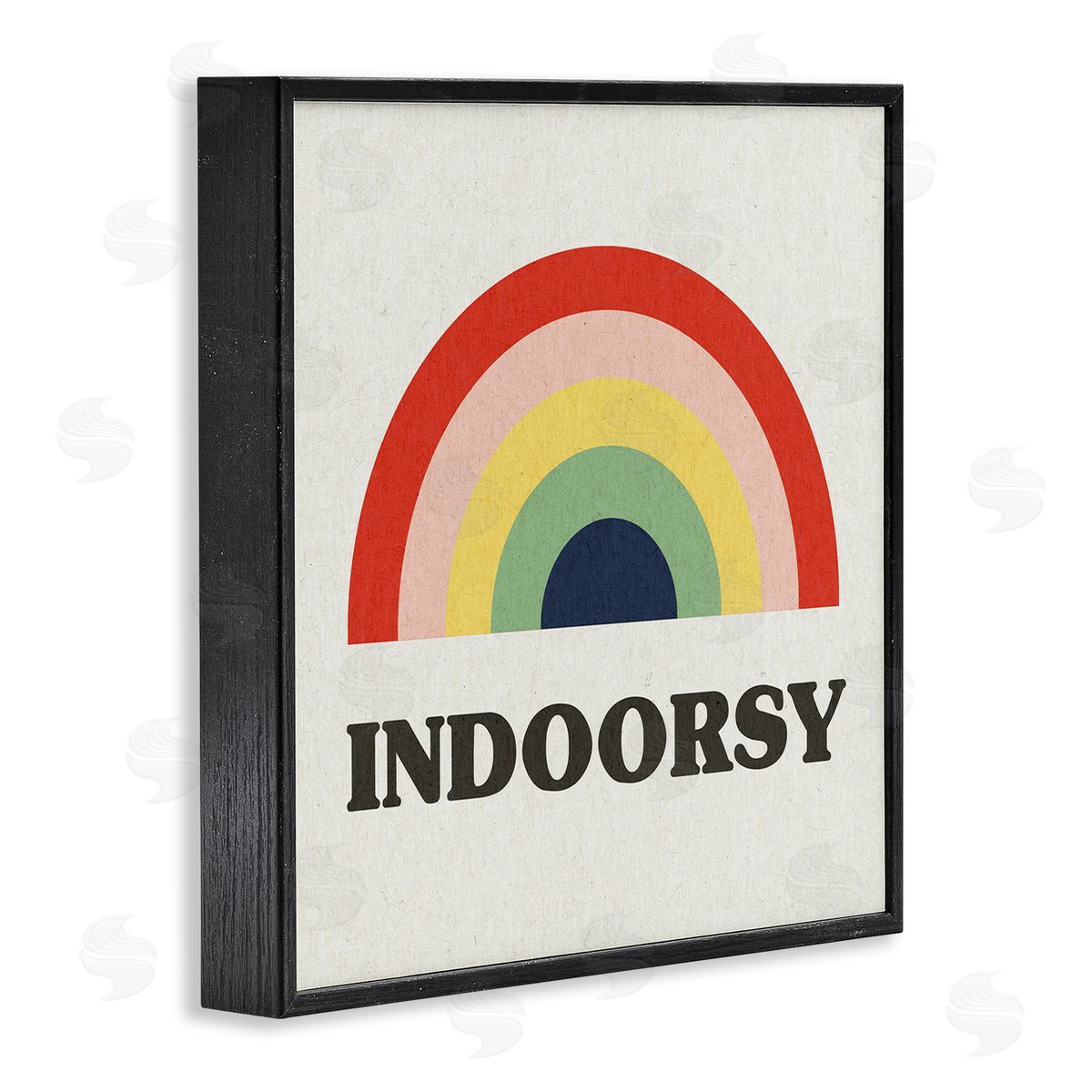 Stupell Studio Indoorsy Text Retro Pop Rainbow over Neutral Black Framed Glicee Wall Art Print