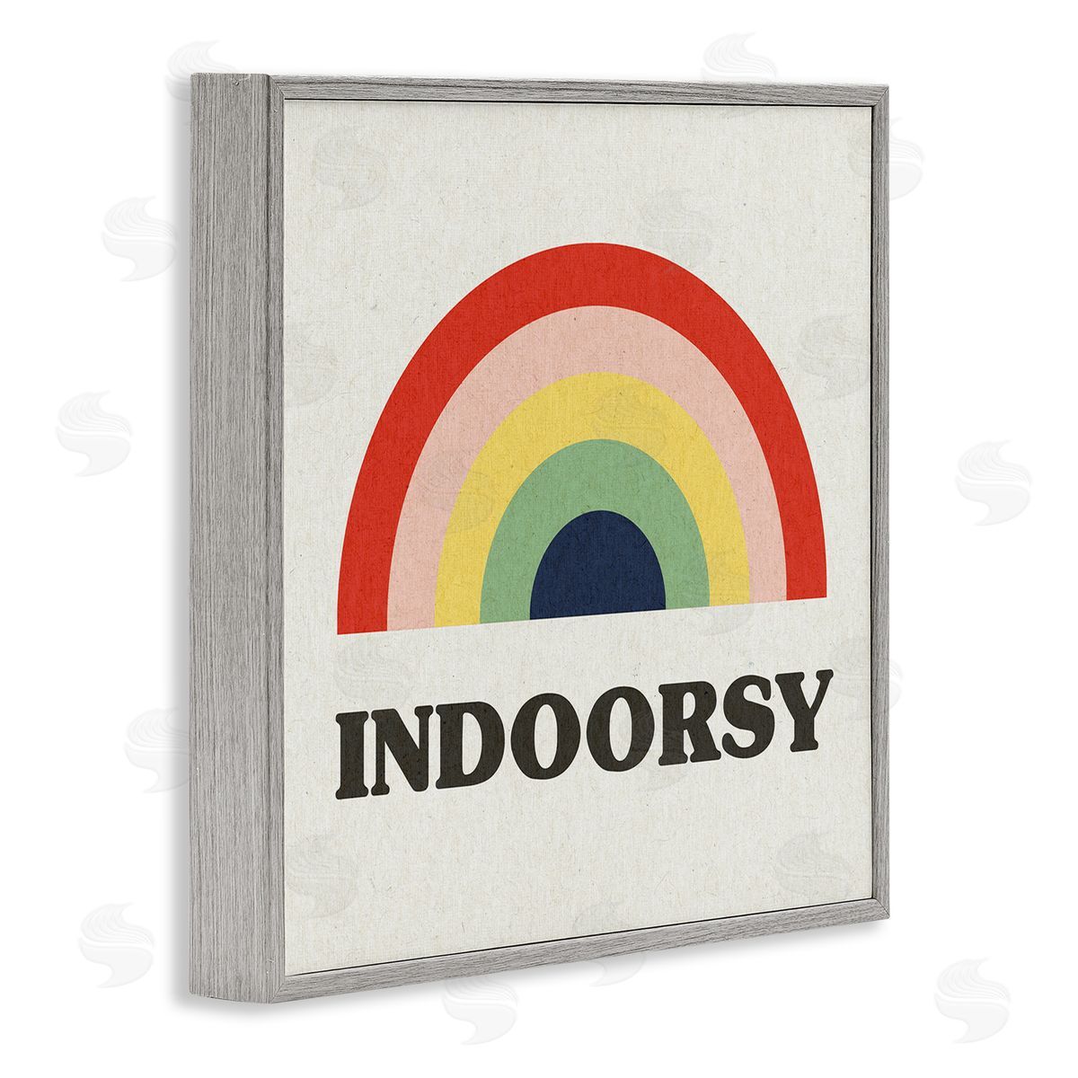 Stupell Studio Indoorsy Text Retro Pop Rainbow over Neutral Gray Framed Glicee Wall Art Print