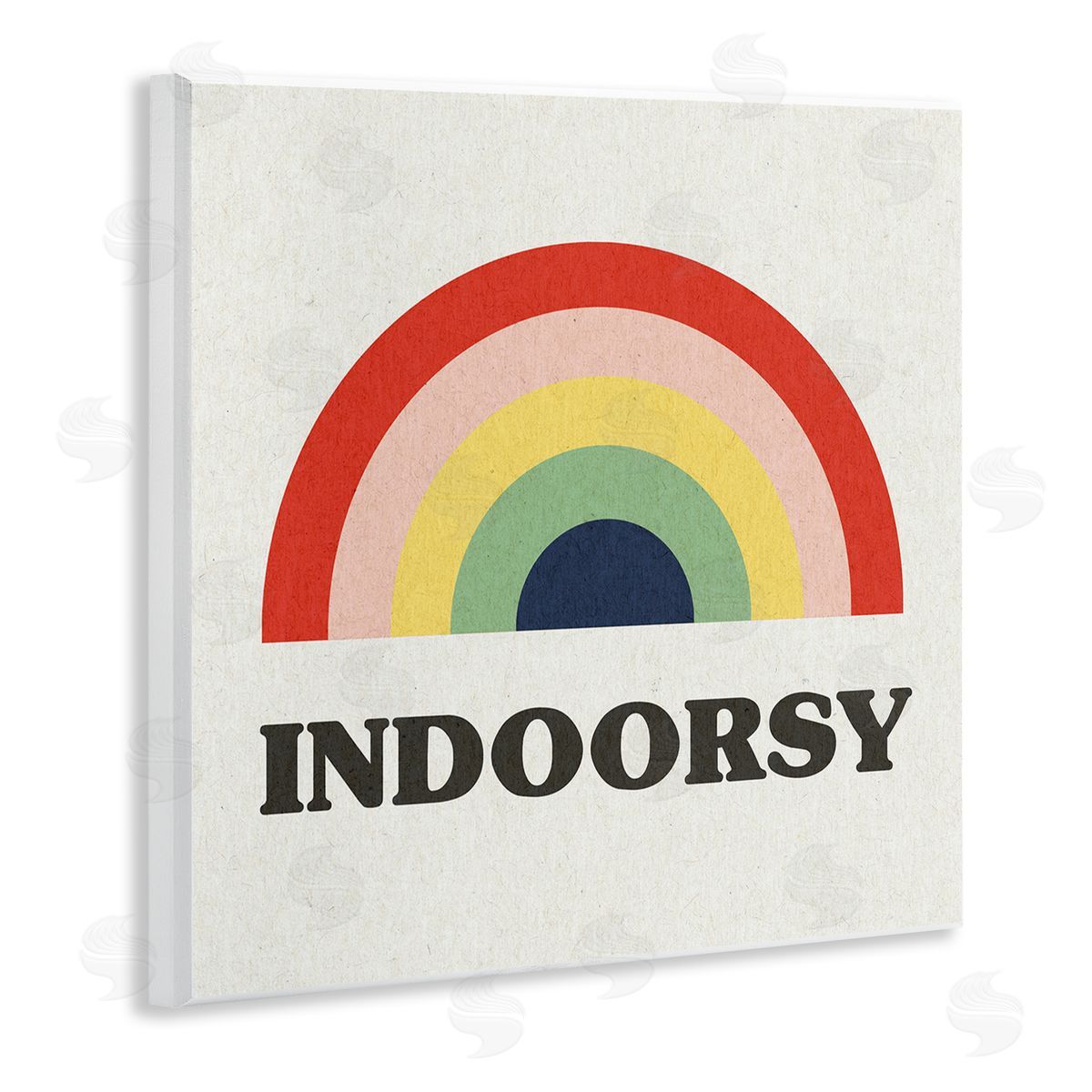 Stupell Studio Indoorsy Text Retro Pop Rainbow over Neutral Wooden Wall Plaque Art Print