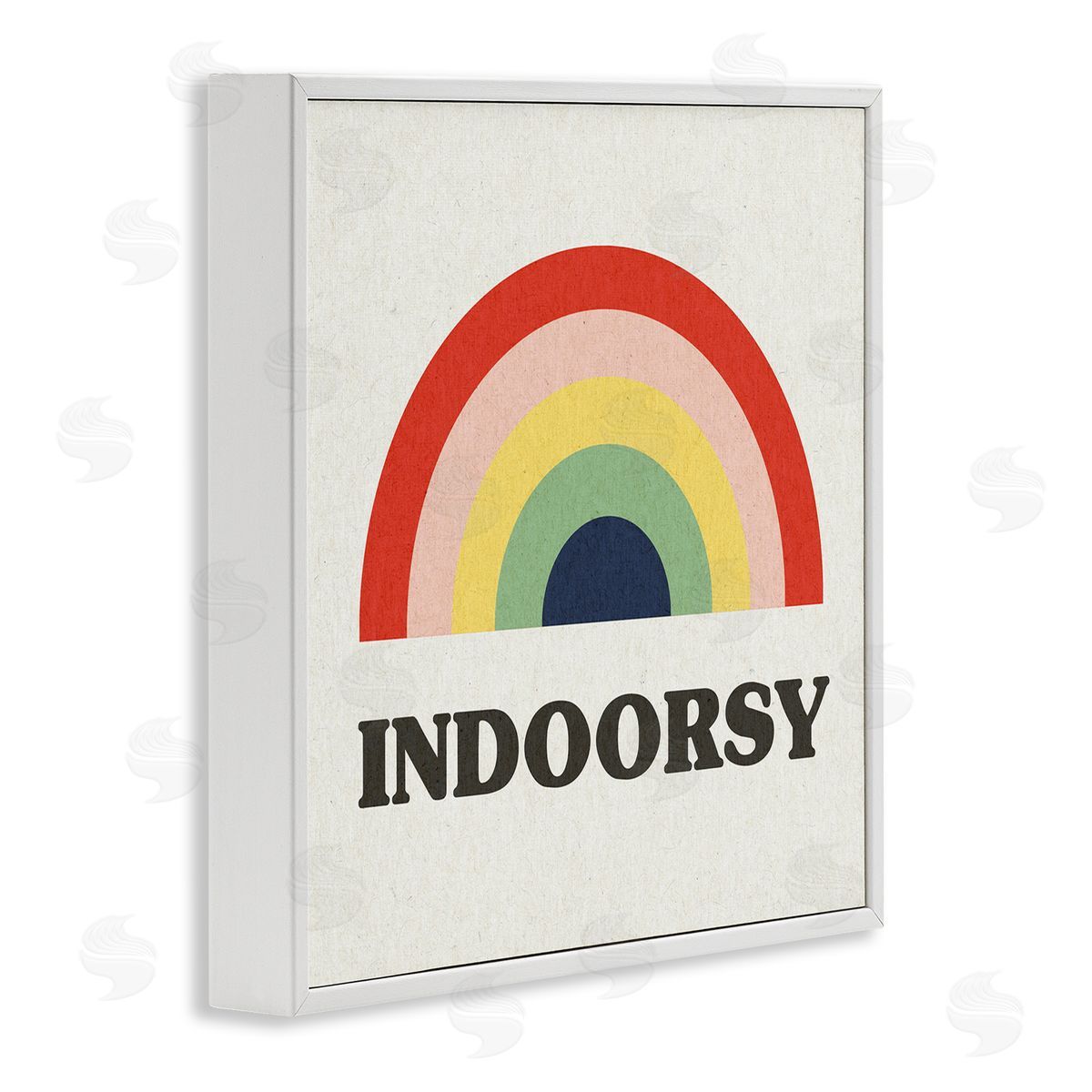 Stupell Studio Indoorsy Text Retro Pop Rainbow over Neutral White Framed Glicee Wall Art Print
