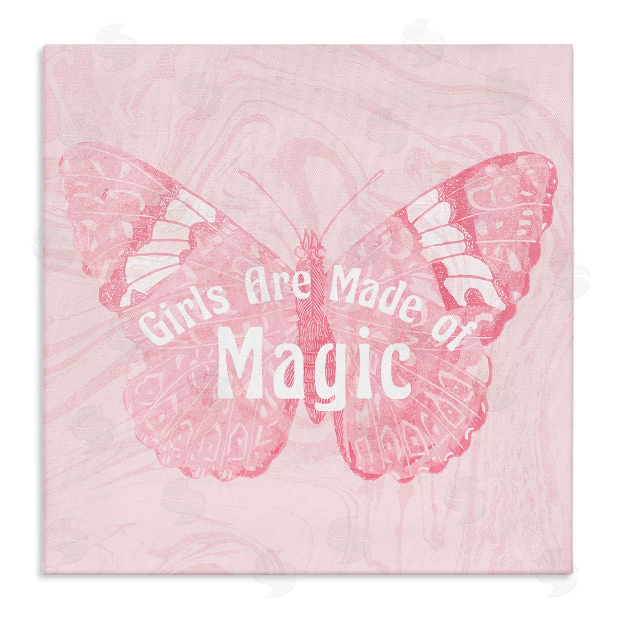 Stupell Studio Girls Are Made of Magic Pink Patterned Butterfly Stretched Canvas Wall Art Print
