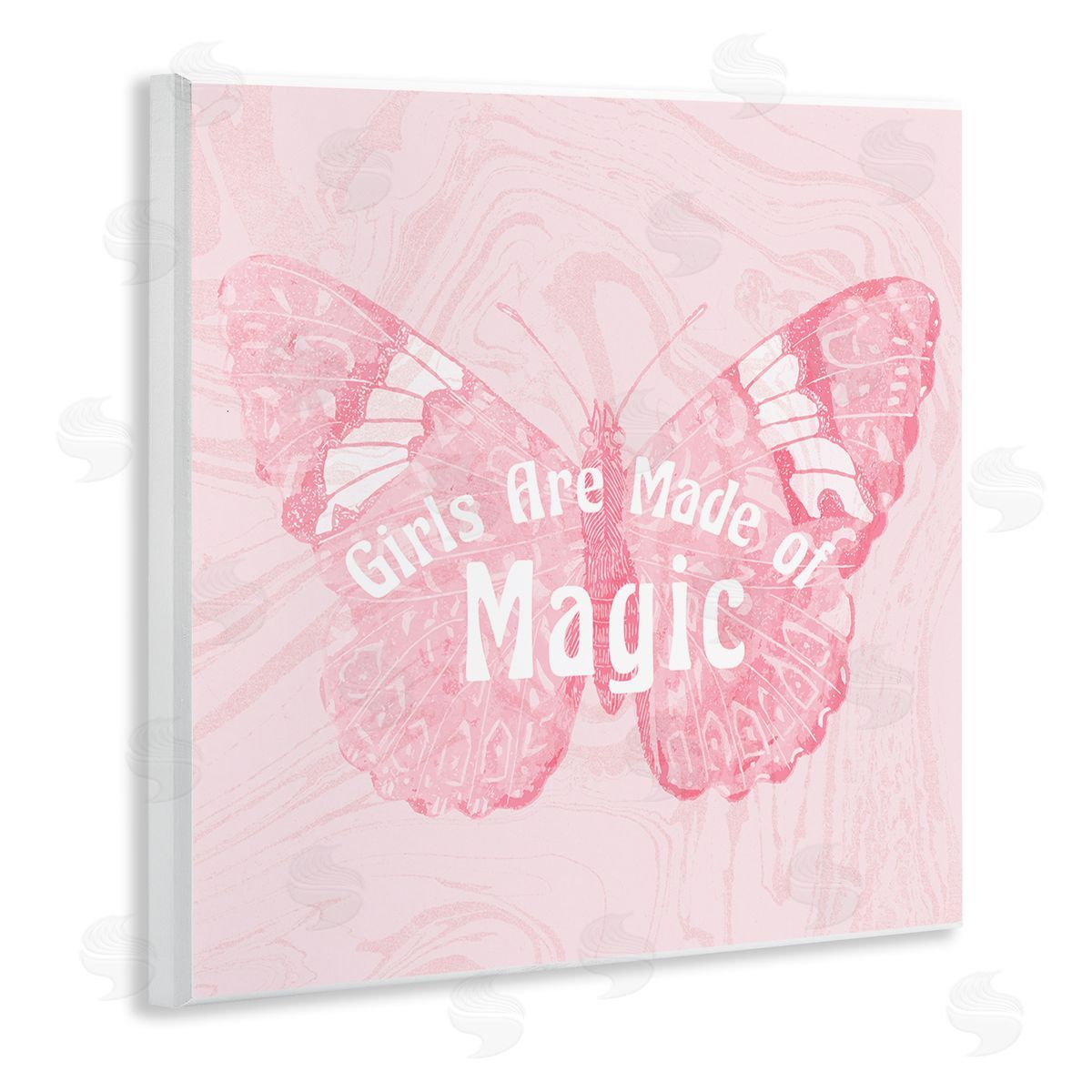 Stupell Studio Girls Are Made of Magic Pink Patterned Butterfly Wooden Wall Plaque Art Print
