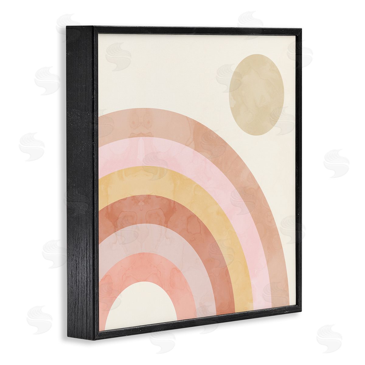 Stupell Studio Pink Desert Rainbow Rising Sun Geometric Arches Black Framed Glicee Wall Art Print